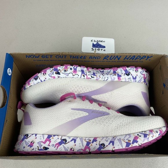 Brooks Revel 4 Womens Empower Her Running Shoes White Pink Unity - Picture 7 of 11